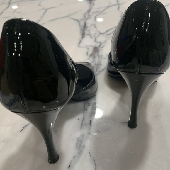 Vintage Kurt Geiger Black Patent Peep Toe Heels - 4" High - Picture 7 of 8